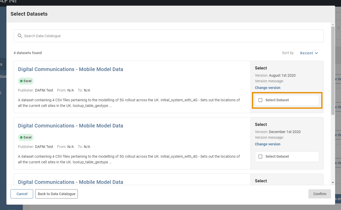 create workflow parameter set values data catalogue